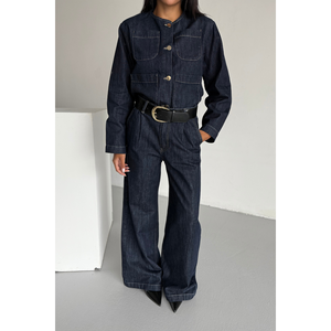 Conjunto de Chaqueta Vaquera Azul Marino para Mujer - Product Image 1