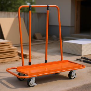 Carro de Plataforma Resistente para Paneles de Yeso de 45.28 x 21.8 Pulgadas, Carretilla Metálica Naranja para Manejo de Madera con Diseño de Cuatro Ruedas Giratorias - Product Image 2