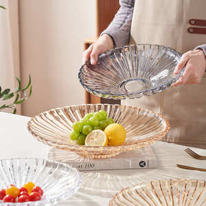 Plateau à fruits en verre cristal de luxe pour table basse, salon, présentoir à bonbons et en-cas, ensemble de bols décoratifs - Product Image 4