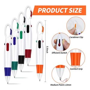 Custom 4-in-1 Retractable Ballpoint Pen <b>Creative</b> Company Anniversary Giveaway <b>Gift</b> Pen 4 Color Shuttle Pen with Carabiner Clip - Product Image 2