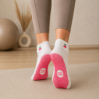 Chaussettes de yoga et de pilates pour femmes, antidérapantes, avec grip antidérapant sur la semelle, en coton/spandex, pour le sport et les activités intérieures