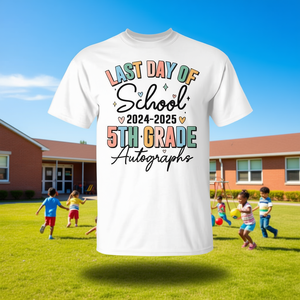 T-shirt avec autographe du dernier jour d'école pour garçons et filles de 5e année 2024-2025 - Product Image 3