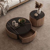 Ensemble de table basse en bois massif de salon moderne de luxe avec table basse de bureau de stockage