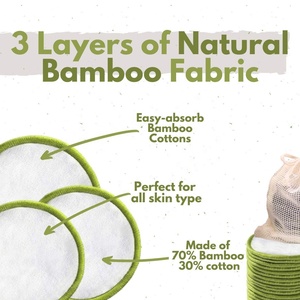 Tampons démaquillants en coton <span class=keywords><strong>de</strong></span> <span class=keywords><strong>bambou</strong></span> écologiques personnalisés OEM, simples, hautement absorbants, organiques, réutilisables, lavables, en maille <span class=keywords><strong>éponge</strong></span> - Product Image 3