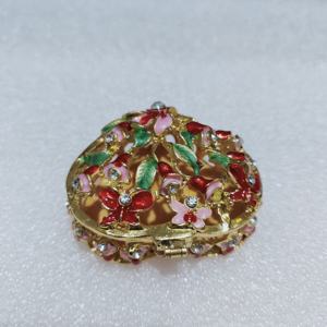 Эмалированная Изысканная металлическая коробочка в форме цветка в форме сердца, коробка для хранения ювелирных изделий с кристаллами принцессы для свадебных подарков - Product Image 4