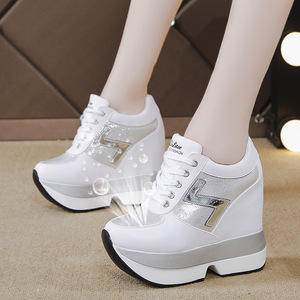 Xuanhui Nouvelles Baskets de Sport Décontractées à Lacets pour Femme, Plateforme <span class=keywords><strong>Compensée</strong></span> Épaisse et Confortable pour un Gain de Hauteur - Product Image 2