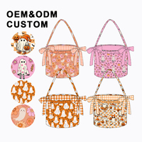 Sac à main personnalisé en nylon pour femmes sac fourre-tout d'Halloween pour enfants-panier de bonbons avec sac seau mignon imprimé fantôme et citrouille