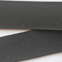 Cinta Elástica de Alta Calidad y Durabilidad para Faldas, Tejido de Sarga, 20mm/25mm/30mm/38mm/50mm, Grosor de 1-2mm, Poliéster/Látex, Tejido Negro