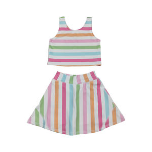 Tenue de sport active pour fillettes : Haut sans manches rayé coloré et jupe-short – Collection Tendance 2026 de la Boutique Trendyism – Qualité supérieure - Product Image 1