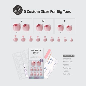 BTArtbox Uñas Postizas Cortas de Gel Suave al por Mayor, Diseño 3D de Labios, Punta Francesa, Hechas a Mano, Set de Uñas Artificiales a Presión para los Pies - Product Image 3