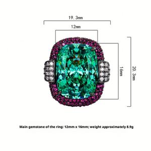 Wholesale Fashion Jewelry Eco-friendly Copper 12*16MM Paraiba Cubic Zirconia Statement Black Gold Ring for Women - Product Image 2