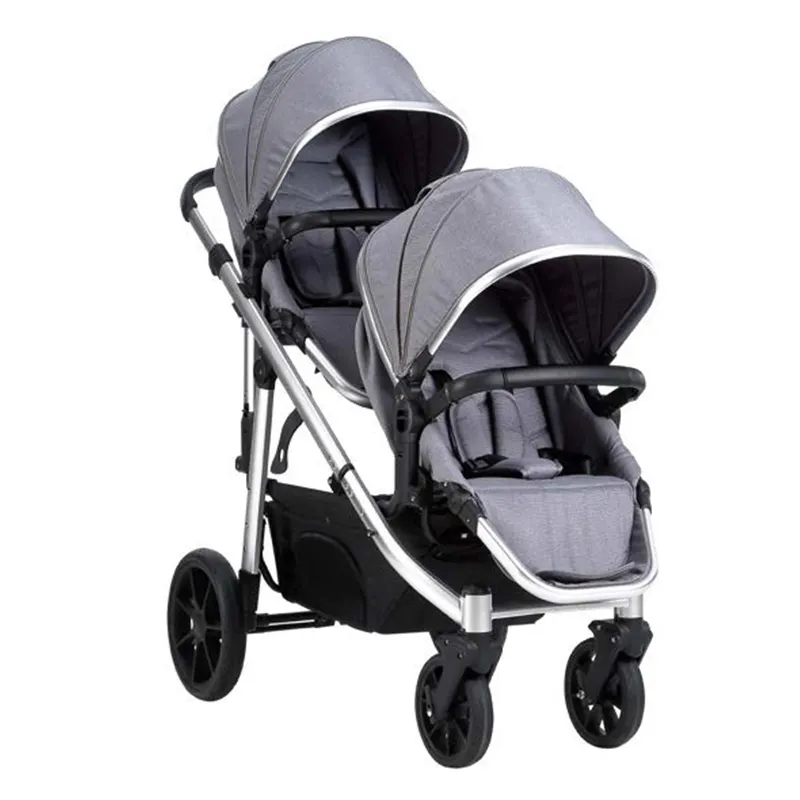 Brightbebe Zwillings-Kinderwagen doppelter Babykinderwagen für Zwillinge Zweisitzer-Kinderwagen