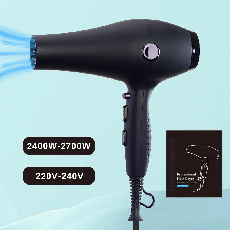 Secador de pelo de secado rápido de peluquería de alta potencia de 2400W-2700W, secador de pelo profesional eléctrico de alta velocidad al por mayor