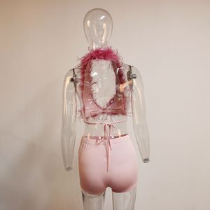 ชุดเซ็ต 2 ชิ้น เสื้อครอปเซ็กซี่ กางเกงขาสั้นรัดรูป แฟชั่นฤดูร้อนสำหรับผู้หญิง - Product Image 6