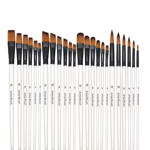 Juego de 6 uds de pinceles de pintura profesional Filbert, puntas de nailon sintético, pincel de artista blanco para pintura acrílica al óleo, acuarela, Gouache - Product Image 1