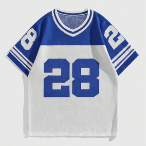 Jersey informal de punto de Jacquard para hombre con logotipo personalizado, camisetas de fútbol de manga corta de Hip Hop, suéter de moda con letras de invierno ODM - Product Image 5