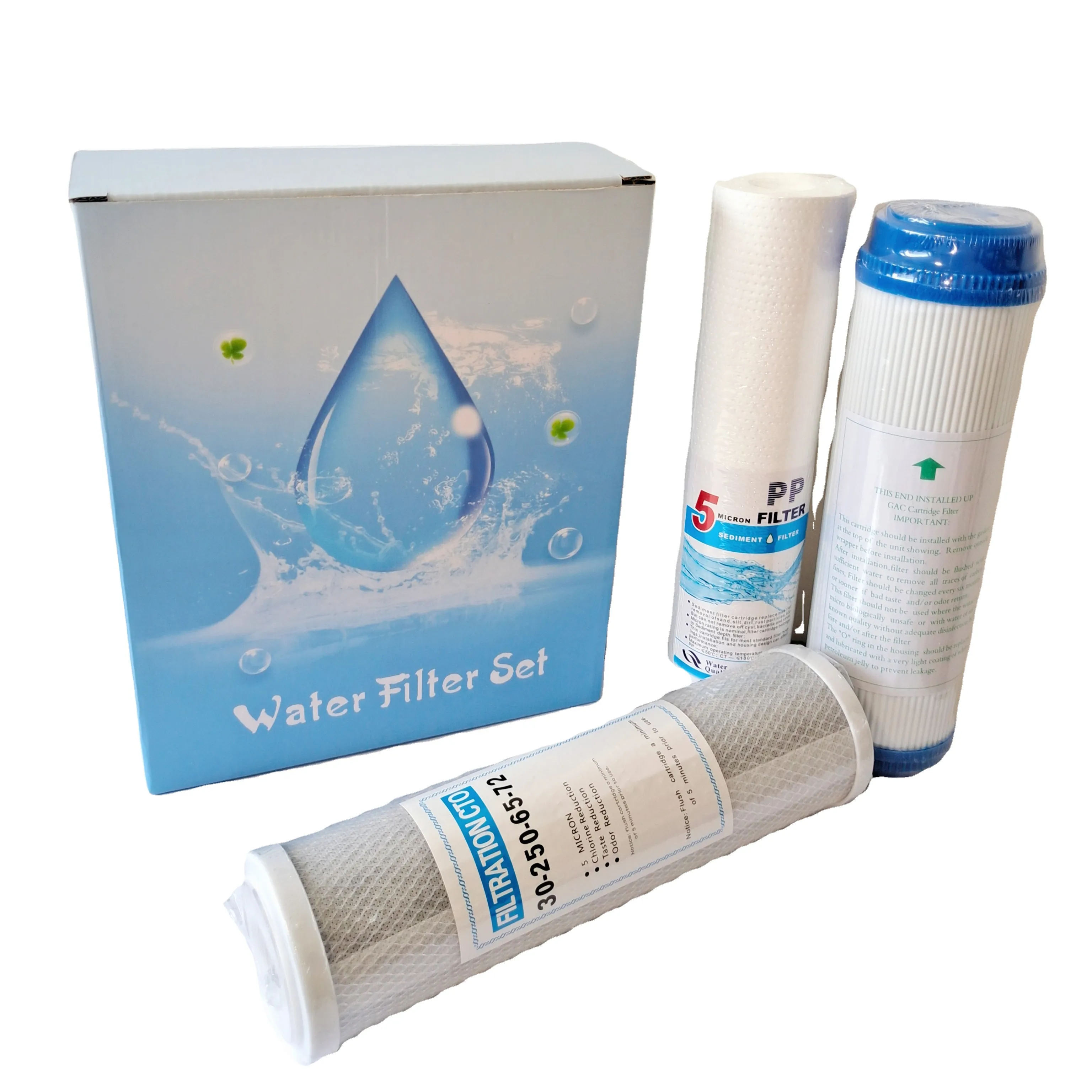 OEM PP + GAC + CTO 10 inç filtre seti kutusu toksik olmayan ve tatsız su filtresi elemanı kaldırma klor su filtresi kartuşu