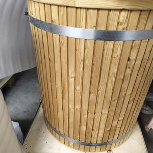 Bain à remous autoportant moderne <span class=keywords><strong>en</strong></span> bois de cèdre avec douche vapeur, <span class=keywords><strong>spa</strong></span> intelligent avec refroidisseur 1HP, <span class=keywords><strong>spa</strong></span> de massage, piscine extérieure - Product Image 3