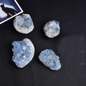 Pedra preciosa azul-cru natural, celestite, cristal mineral, conjunto irregular, decoração de casa, pedra preciosa, grande