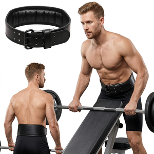 Best Quality Customizable Cowhide Leather Weightlifting Belts Strong Durable Heavy <b>Lifting</b> Body Building Workouts Fitness Safety - Product Image 1