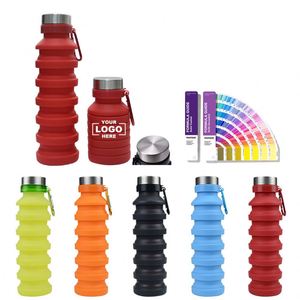 Custom Logo Food Grade Silicone <b>Collapsible</b> <b>Water</b> <b>Bottle</b> Portable Foldable Outdoor Sports <b>Water</b> Cup for Travel Hiking - Product Image 1