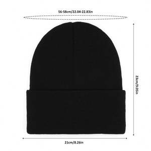 Gorro de punto Unisex de 85G, gorro de invierno acrílico de alta calidad con bordado personalizado, diseño acanalado de impresión Digital Jacquard para viajes - Product Image 6