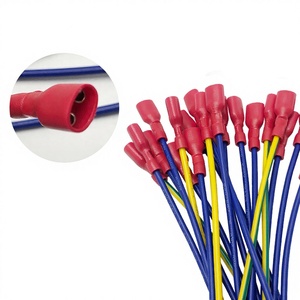 उल प्रमाणित कस्टम फोर्क टर्मिनल वायर हार्नेस, ब्लू/पीले-हरे/लाल पूर्व-कुरकुड लीड तार को ग्राउंडिंग के लिए इंसुलेटेड आस्तीन के साथ - Product Image 1