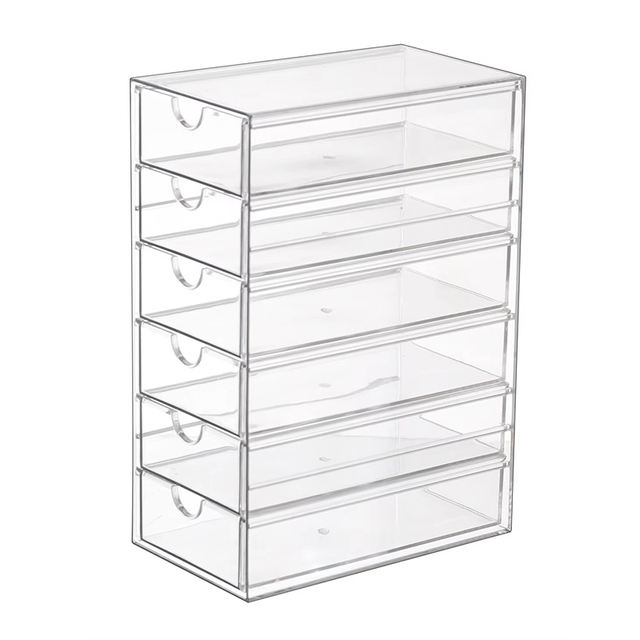 6-Drawer Clear Acrylic Storage Drawer Unit | Countertop Desktop Organizer for Cosmetics, Office Supplies & Desk Essentials