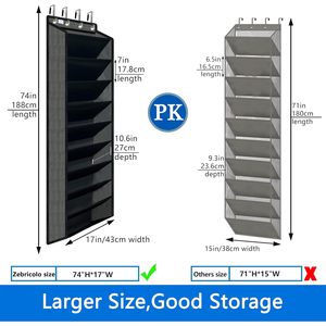 Over The Door <b>Shoe</b> Organizer 10 Tiers 20 Pair Capacity With <b>Hooks</b> For Closet Storage Black - Product Image 6