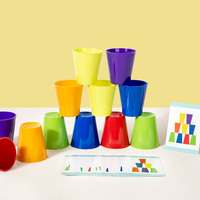 Juego Educativo Montessori de Madera 4 en 1 Personalizado: Clasificación de Colores, Apilamiento de Vasos, Palitos de Conteo y Lógica para Niños Pequeños