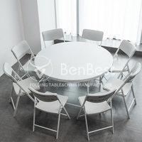 Benjia 8-10 Personnes 6ft partie de banquet En Plein Air Blanc Ronde Pliante En Plastique Table pour événements