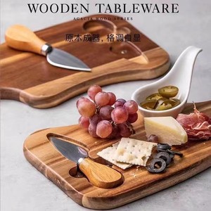 Factory wholesale acacia wood tray and <b>cheese</b> board <b>set</b> for home use, including <b>knife</b>, <b>cheese</b> board, and cutting board; - Product Image 2