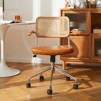 Chaise de bureau rétro en rotin, pivotante avec accoudoirs, chaise d'ordinateur pour la maison, mobilier de chambre moderne et minimaliste, fabricant en gros