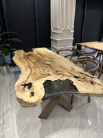 Table de salle à manger en bois de noyer massif de luxe, avec plateau en résine époxy, idéale pour café, cuisine, restaurant, directement de l'usine