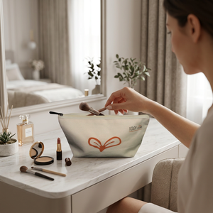 Pochette cosmétique en toile avec logo personnalisé, fermeture éclair, sac de rangement pour maquillage, grande capacité pour femmes, voyage, fabricant OEM - Product Image 1