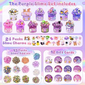 Ensemble de <span class=keywords><strong>slime</strong></span> Forêt Violette avec <span class=keywords><strong>slime</strong></span> Bingsu en mousse transparente Cloud Butter, breloques, additifs et cartes cadeaux pour la vente en gros, OEM, ODM, fourniture d'usine - Product Image 2