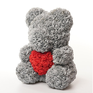 Rose Bear Artificial Flowers 25cm Valentines Gift High Quality Forever Eternal Flower 40cm Teddy Rose Bear With Gift Box Bear