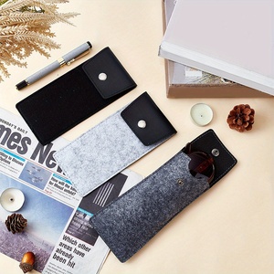 Étui à lunettes en feutre et cuir PU avec fermeture à pression, étui <span class=keywords><strong>de</strong></span> protection pour lunettes <span class=keywords><strong>de</strong></span> vue pour les voyages, étui portable pour lunettes <span class=keywords><strong>de</strong></span> soleil pour femmes - Product Image 1