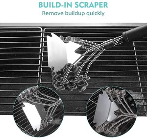 Cepillo y raspador para parrilla de acero inoxidable sin cerdas, suministrado por OEM, para limpieza de barbacoas al aire libre, antiadherente y resistente al calor - Product Image 5