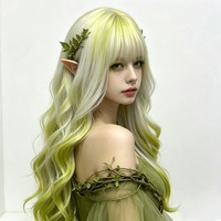 AliExpress - Meilleures ventes transfrontalières - Costume d'elfe de la forêt pour Halloween - Perruque réaliste à cheveux longs - Base en polyuréthane - Réseau Rose