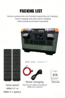 Station d'alimentation portable 2400W 2000Wh avec charge rapide 1600W AC et 1200W solaire pour usage domestique quotidien et situations d'urgence