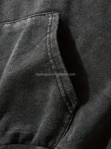 100% algodón pesado con capucha lavado ácido desgastado personalizado DTG estampado Logo bordado invierno bolsillo Oversize Pullover Unisex - Product Image 4
