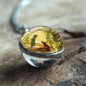 Collier de design de mode double face Cartoon Fox Little Prince Pendant Necklace for Gift - Product Image 4