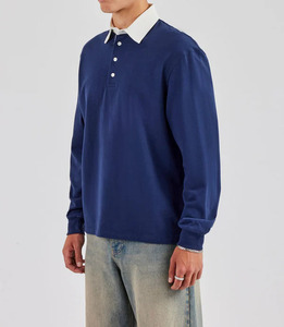 <span class=keywords><strong>Felpa</strong></span> <span class=keywords><strong>con</strong></span> <span class=keywords><strong>Cappuccio</strong></span> in Spugna Francese 100% Cotone, Maniche Lunghe, Colletto Rovesciato, <span class=keywords><strong>Felpa</strong></span> <span class=keywords><strong>Polo</strong></span> in Cotone Senza Cordoncini per Uomo - Product Image 4
