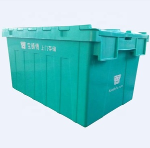 Logistic warehouse storage moving stackable plastic crate with lid