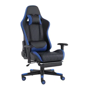 Chaise de bureau ergonomique pivotante, en cuir PU, à dossier haut, pour ordinateur de Gaming, Style voiture de course