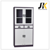 Armoire de rangement à tiroirs à prix abordable, armoire verrouillable avec porte en verre, bibliothèque de bureau en acier avec serrure à clé