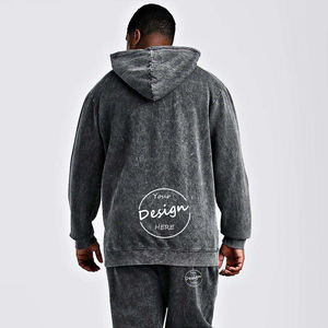 Chándal deportivo transpirable de invierno a la moda para hombre, chándal vaquero holgado desgastado Vintage con lentejuelas y estampado en relieve con logotipo personalizado - Product Image 6