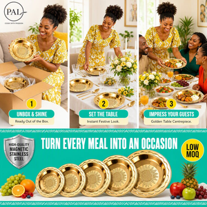 <span class=keywords><strong>Assiette</strong></span> de service profonde en or <span class=keywords><strong>40</strong></span> <span class=keywords><strong>cm</strong></span>, monobloc sans soudure, pour cadeau de mariage, idéale pour l'inauguration de maison et les listes de mariage - Product Image 3