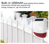 Alarm Keamanan Luar Ruangan Tenaga Surya IP65 110dB Siren Strobo Nirkabel untuk Perlindungan Perimeter